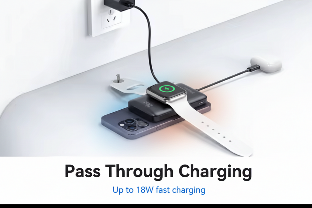 NEWDERY10000mAh Magnetic Wireless Power Bank for Apple Watch /9/8/7/6/5/4/Ultra 2 iWatch Battery Pack For iPhone 16/15,Galaxy